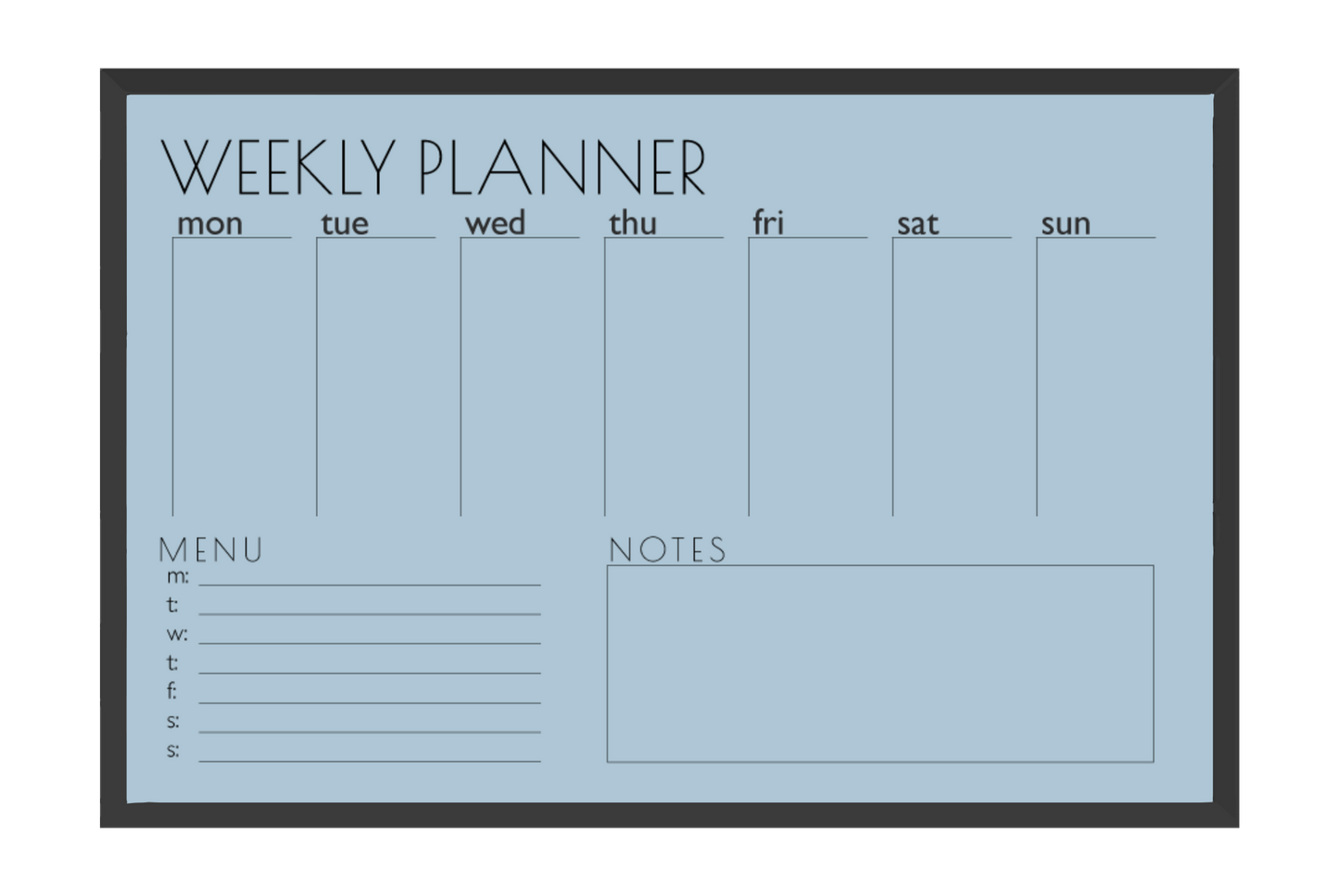 Weekly Planner + Menu