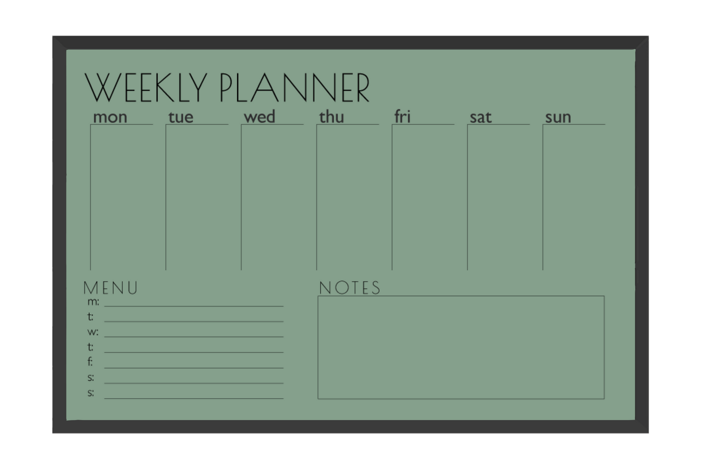 Weekly Planner + Menu
