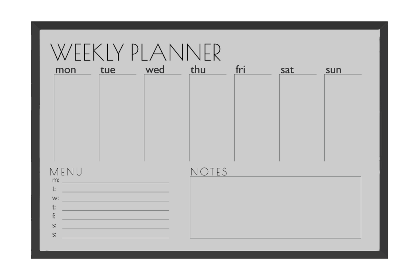 Weekly Planner + Menu