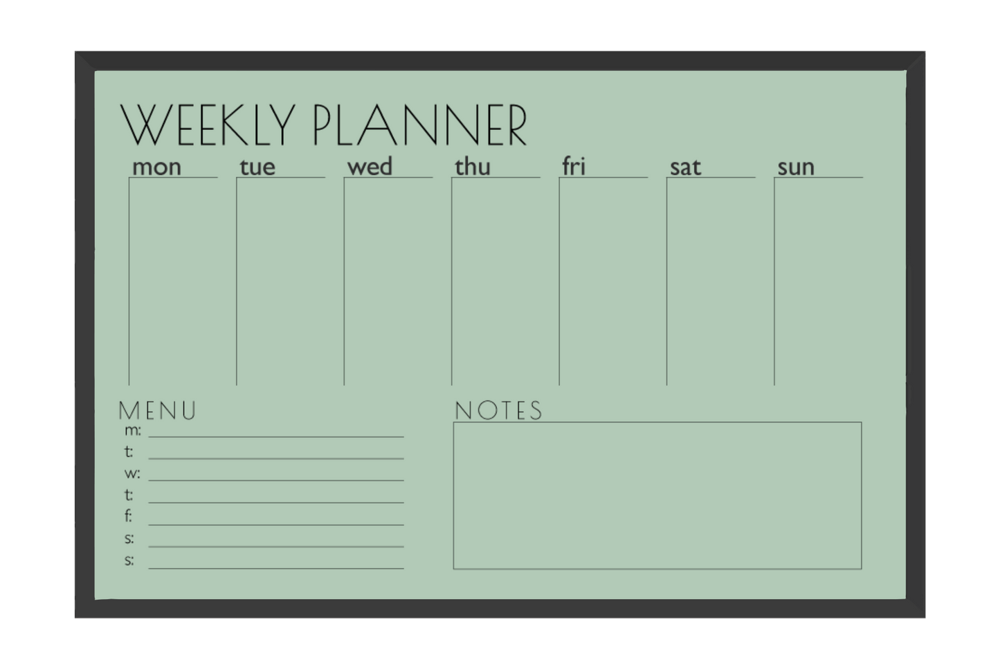 Weekly Planner + Menu