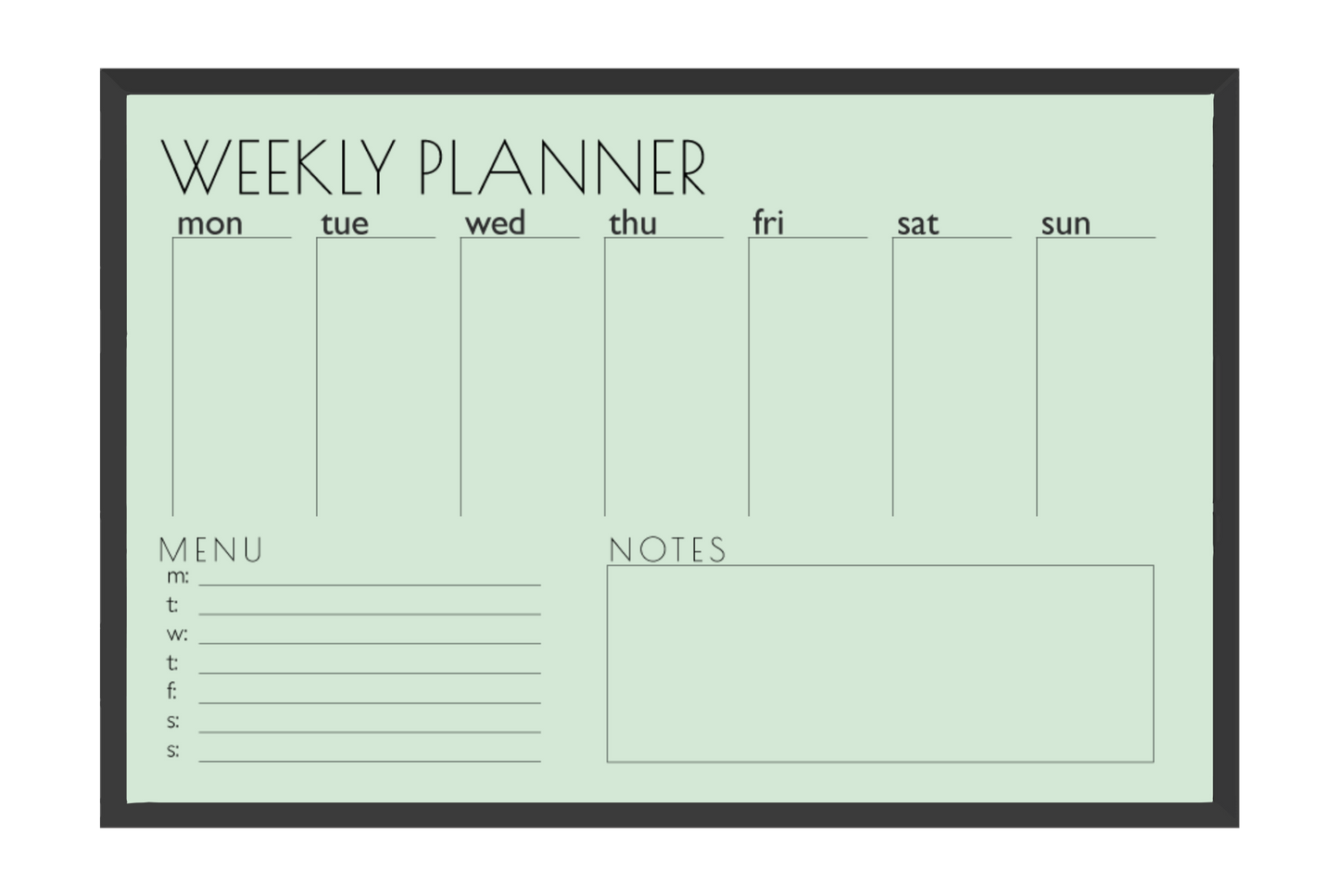 Weekly Planner + Menu