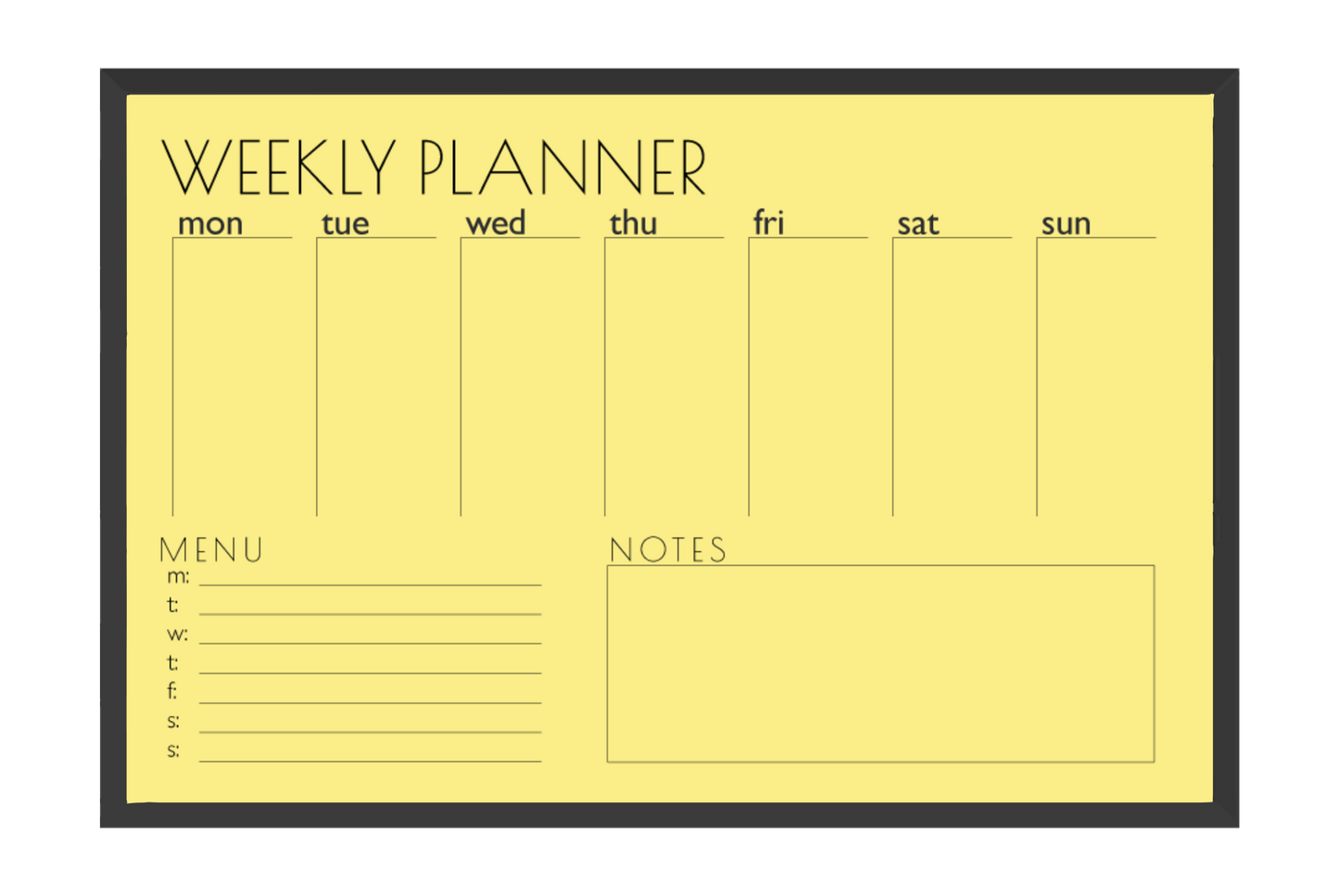 Weekly Planner + Menu