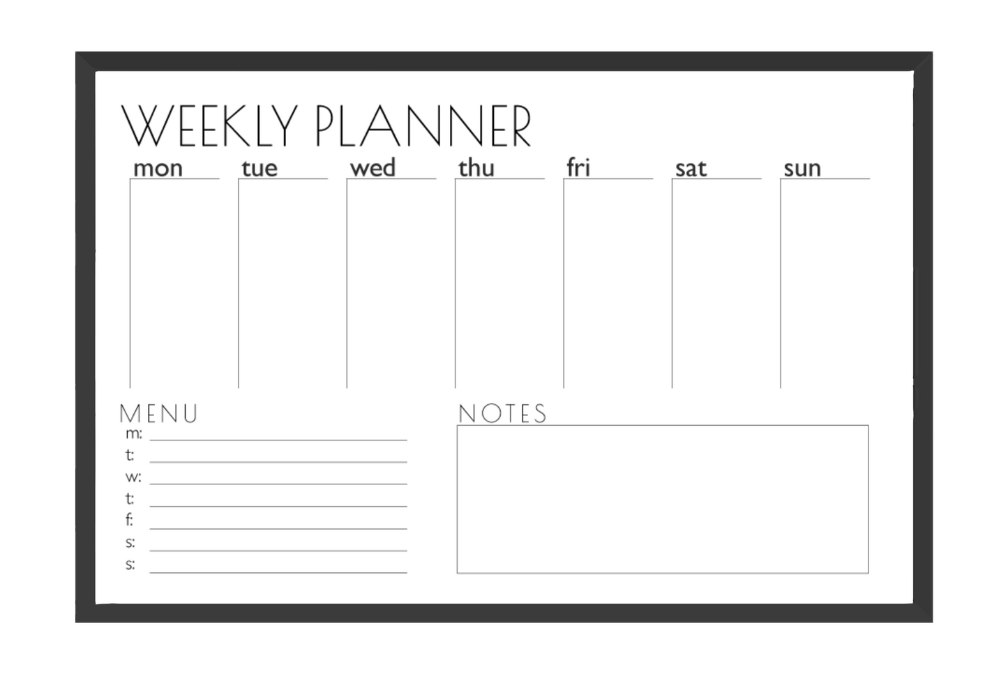 Weekly Planner + Menu