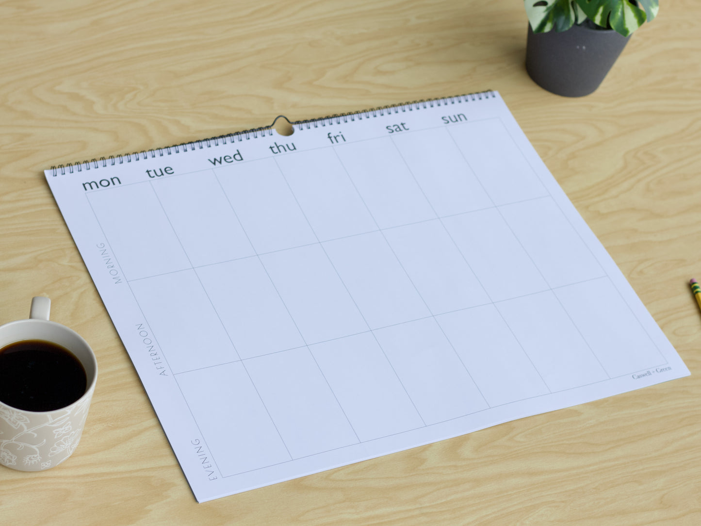 Time Block Weekly Paper Planner | Morning, Afternoon, Evening Layout | 20x16 Desk or Wall Format | 26 Pages | Monday Start