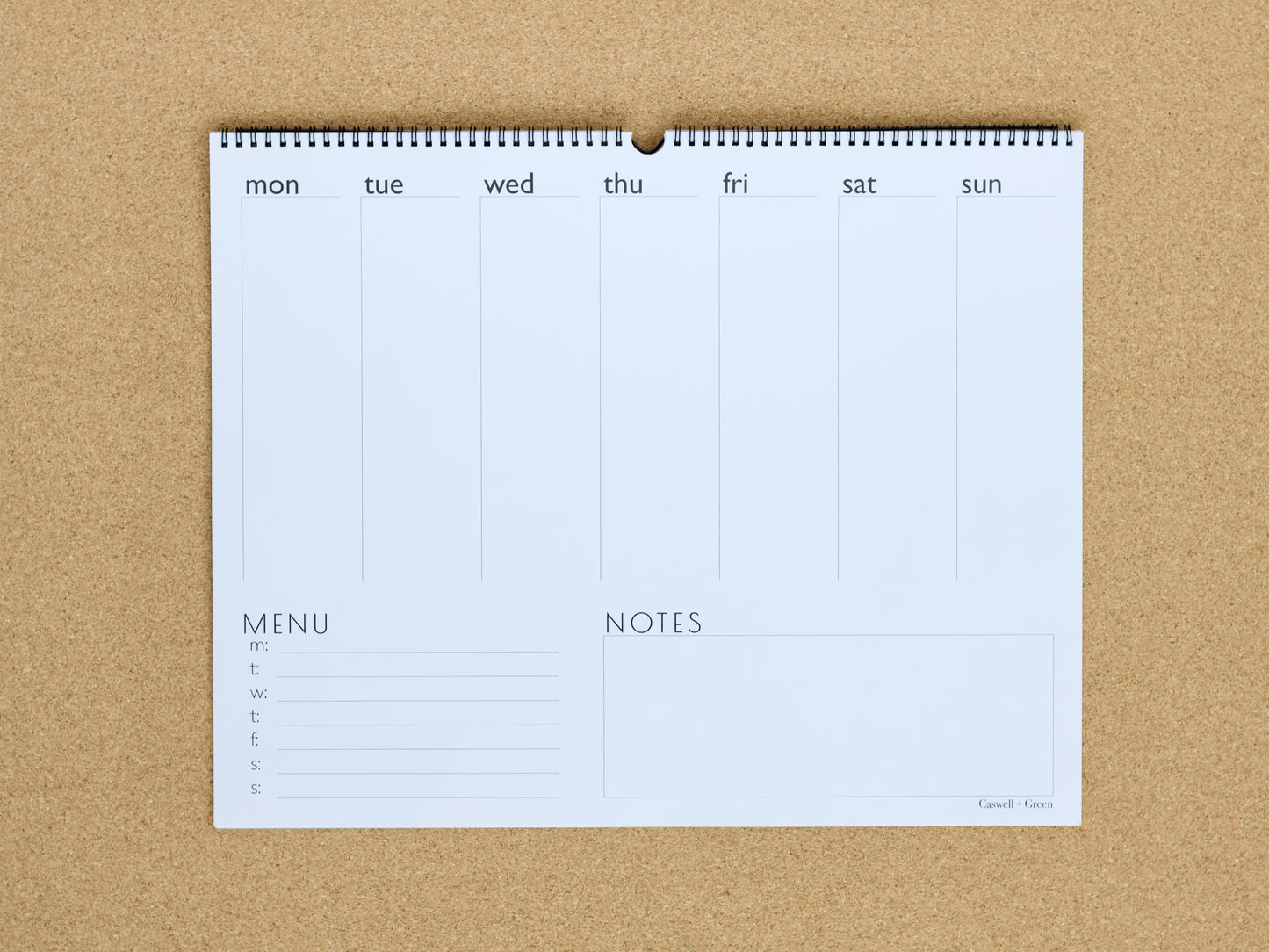 Weekly Paper Planner | Menu + Notes + Weekly Overview | Large 20x16 Format | 26 Tear-Off Sheets | Wall or Desk Use