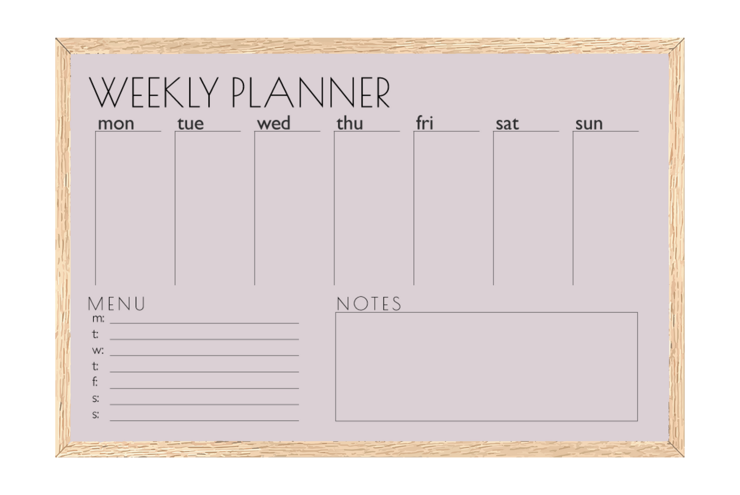 Weekly Planner + Menu