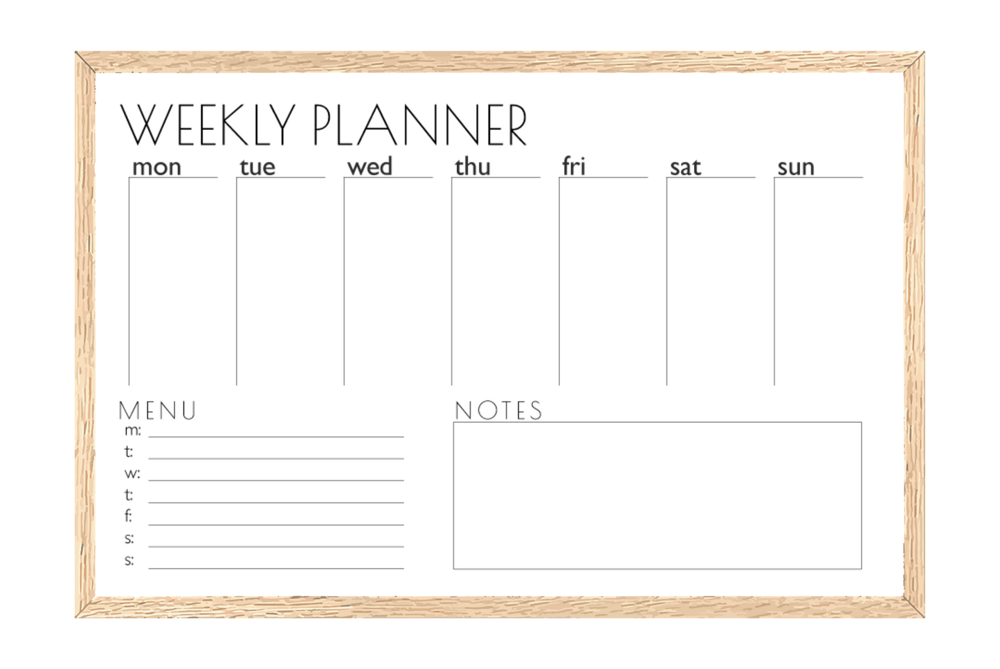 Weekly Planner + Menu