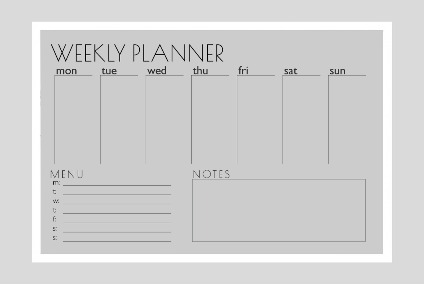 Weekly Planner + Menu