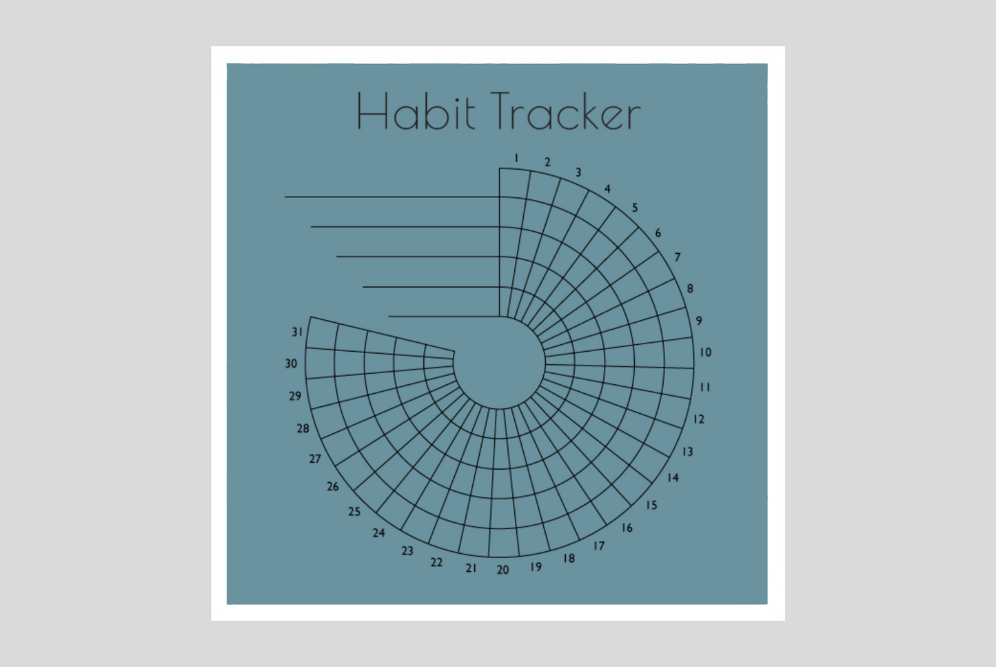 Monthly Round Habit Tracker (Single tone)