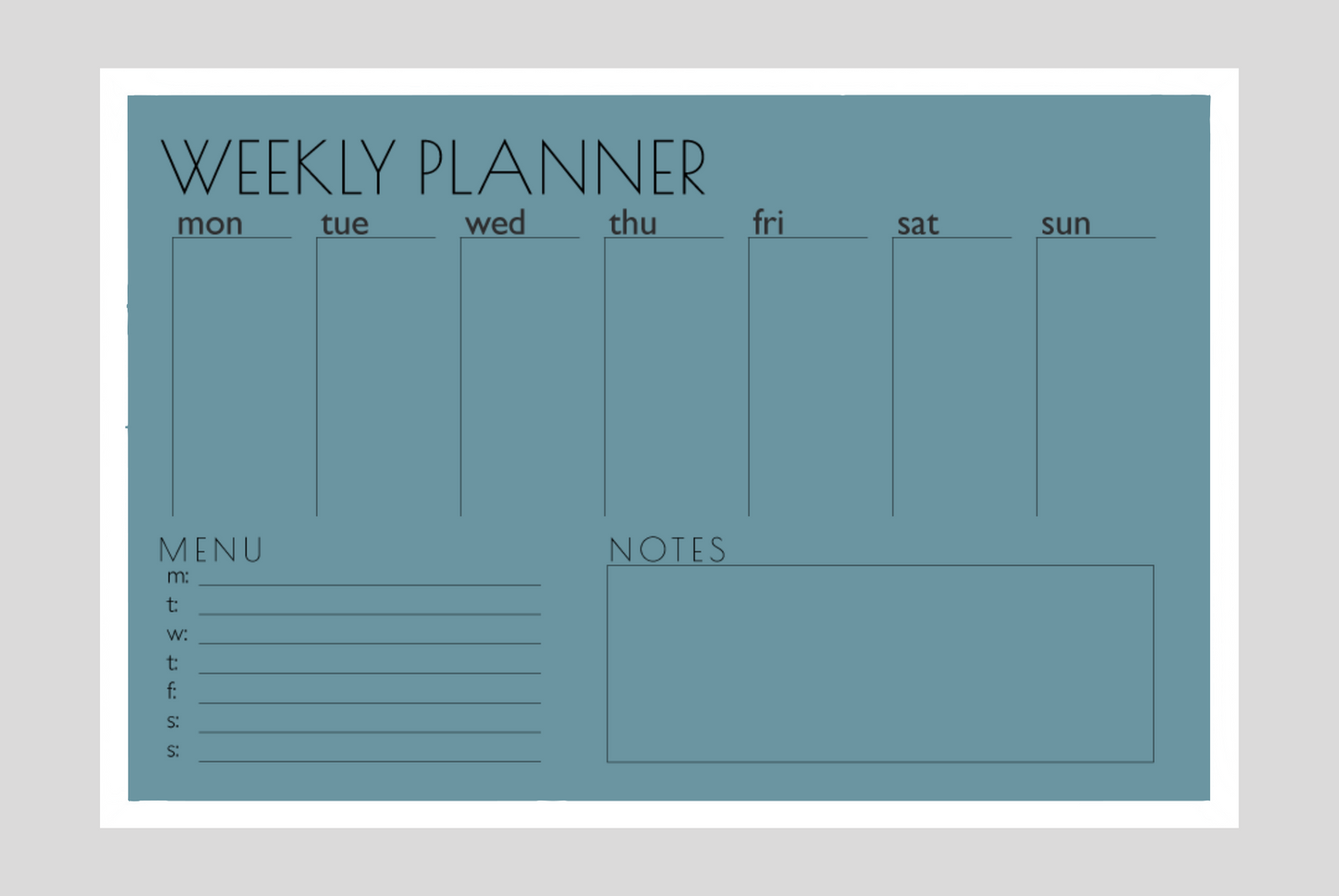 Weekly Planner + Menu