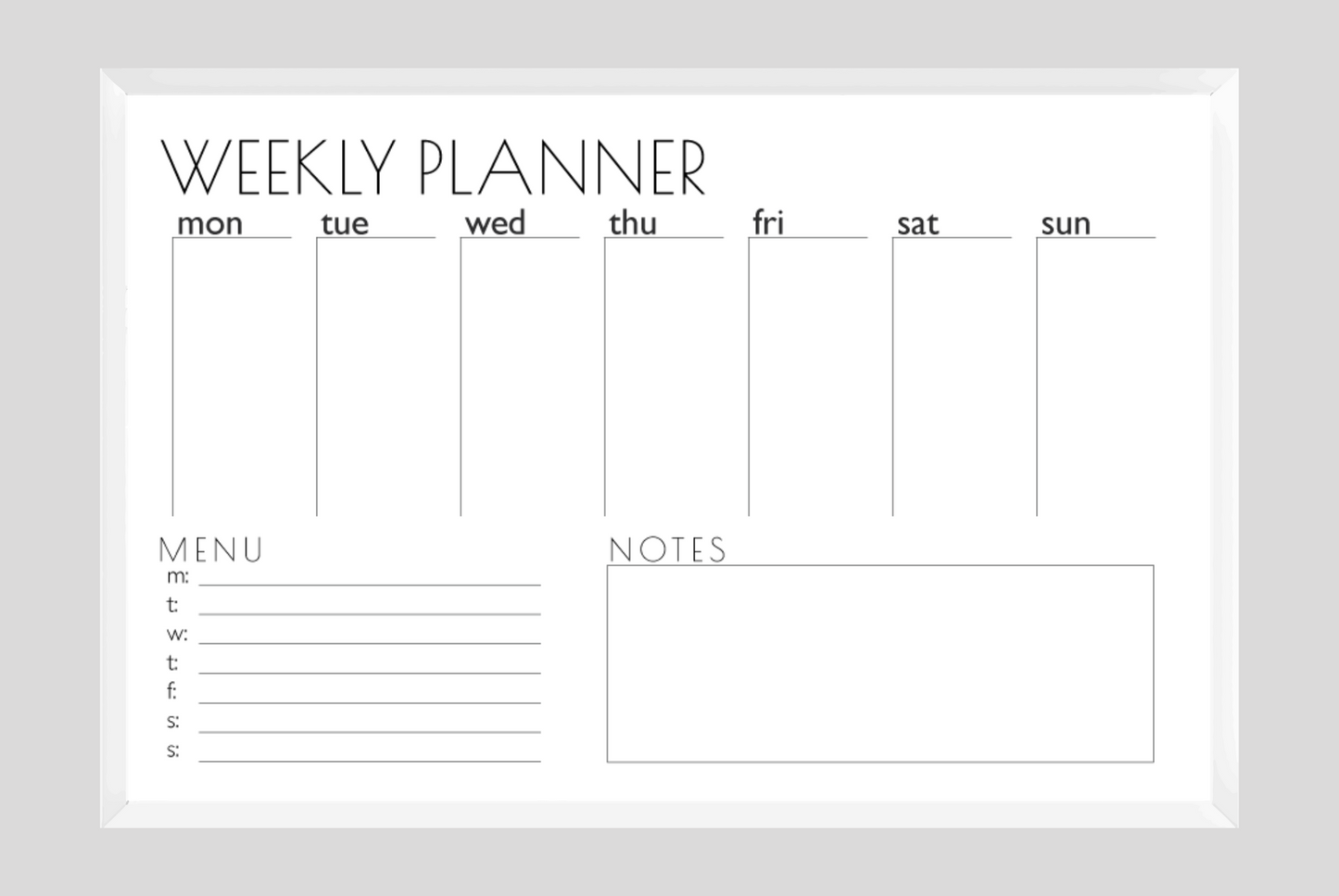 Weekly Planner + Menu