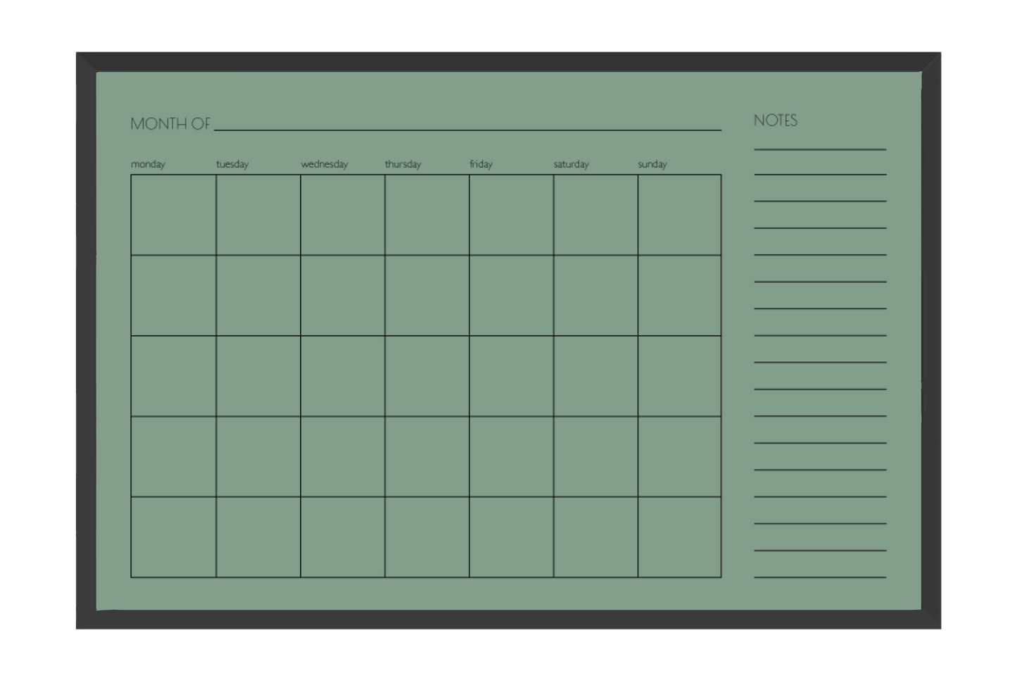 Monthly + Notes Calendar