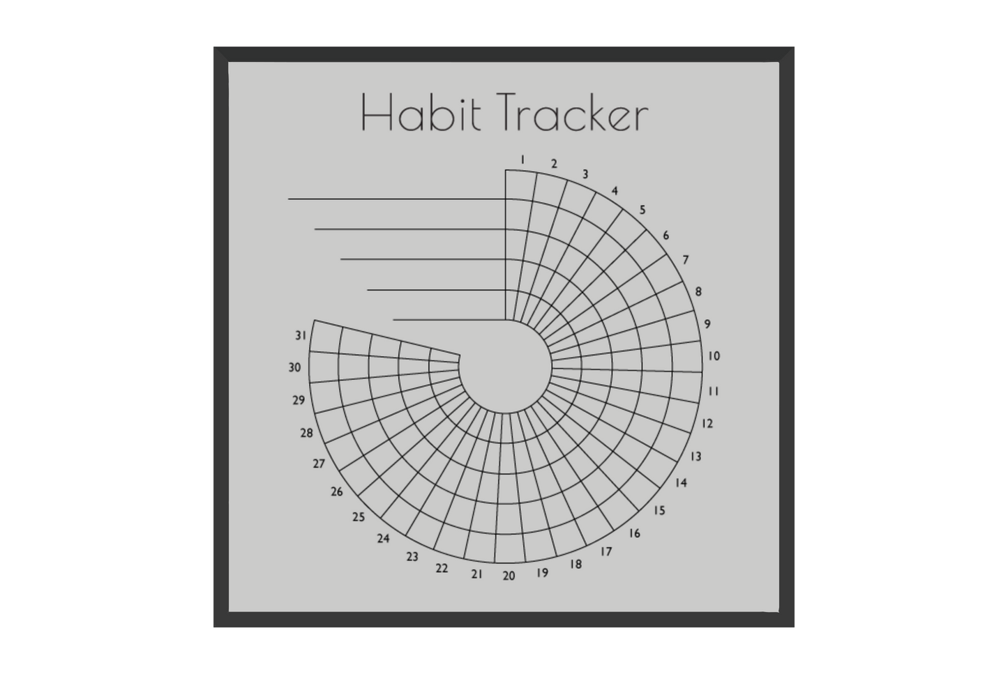 Monthly Round Habit Tracker (Single tone)