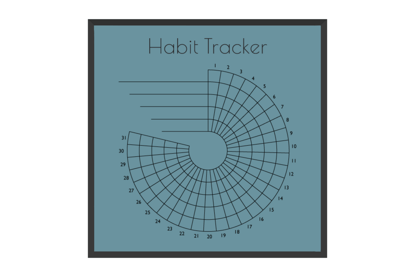 Monthly Round Habit Tracker (Single tone)