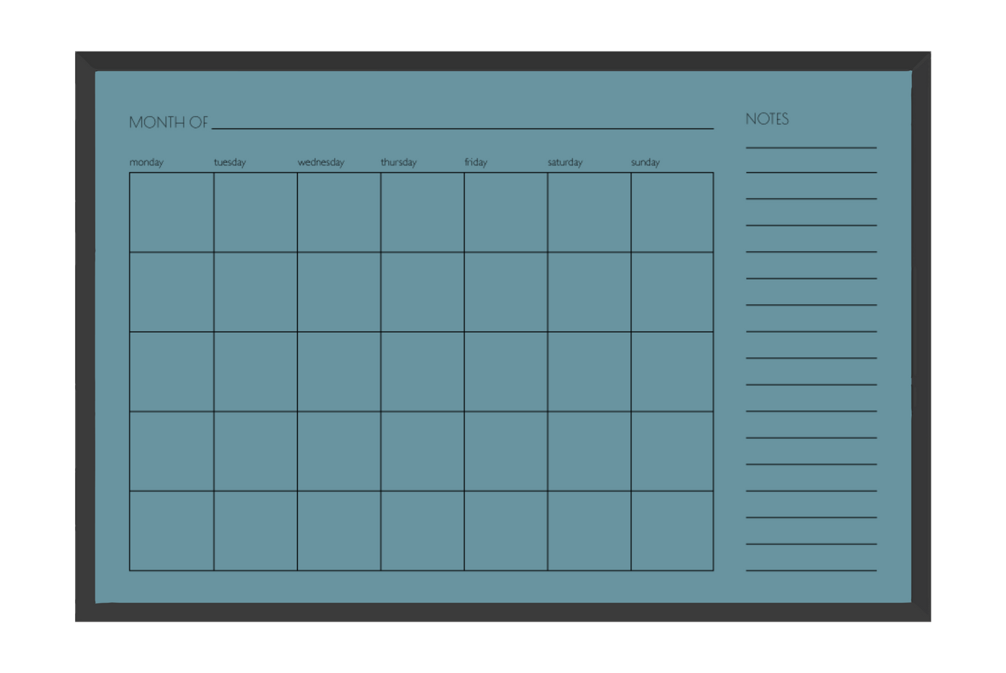 Monthly + Notes Calendar