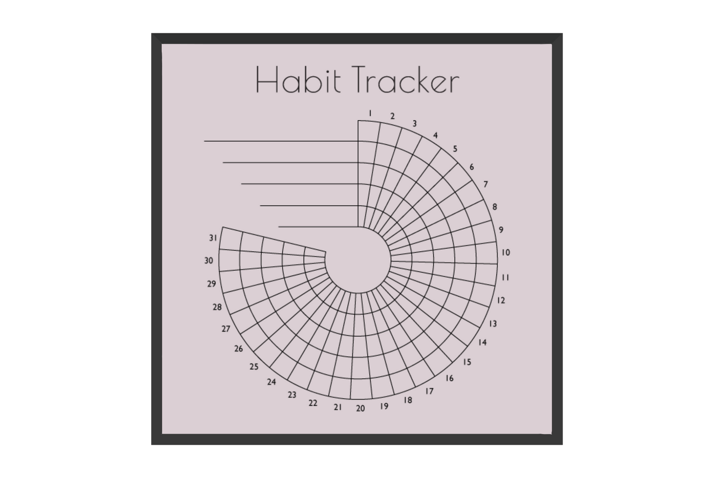 Monthly Round Habit Tracker (Single tone)