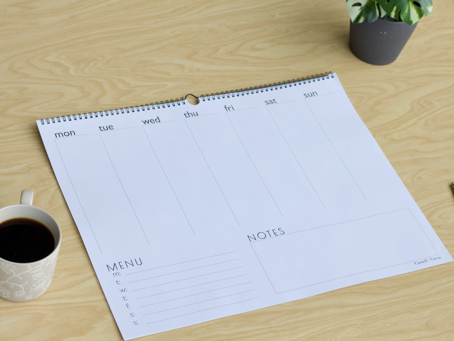 Weekly Paper Planner | Menu + Notes + Weekly Overview | Large 20x16 Format | 26 Tear-Off Sheets | Wall or Desk Use