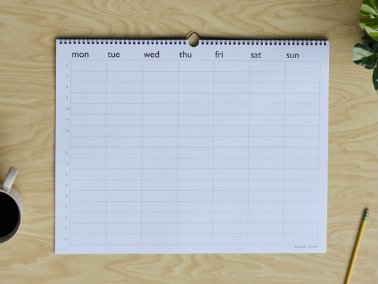 Large Hourly Weekly Paper Planner | 6AM–10PM Schedule | 20x16 Wall or Desk Format | 26 Premium Tear-Off Sheets