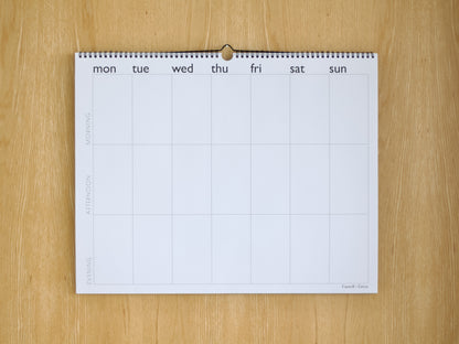Time Block Weekly Paper Planner | Morning, Afternoon, Evening Layout | 20x16 Desk or Wall Format | 26 Pages | Monday Start