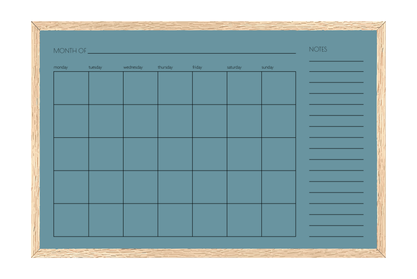 Monthly + Notes Calendar