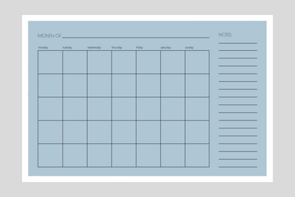 Monthly + Notes Calendar