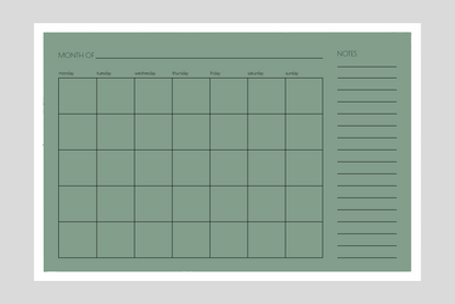 Monthly + Notes Calendar