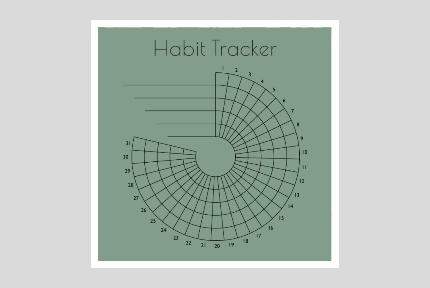 Monthly Round Habit Tracker (Single tone)