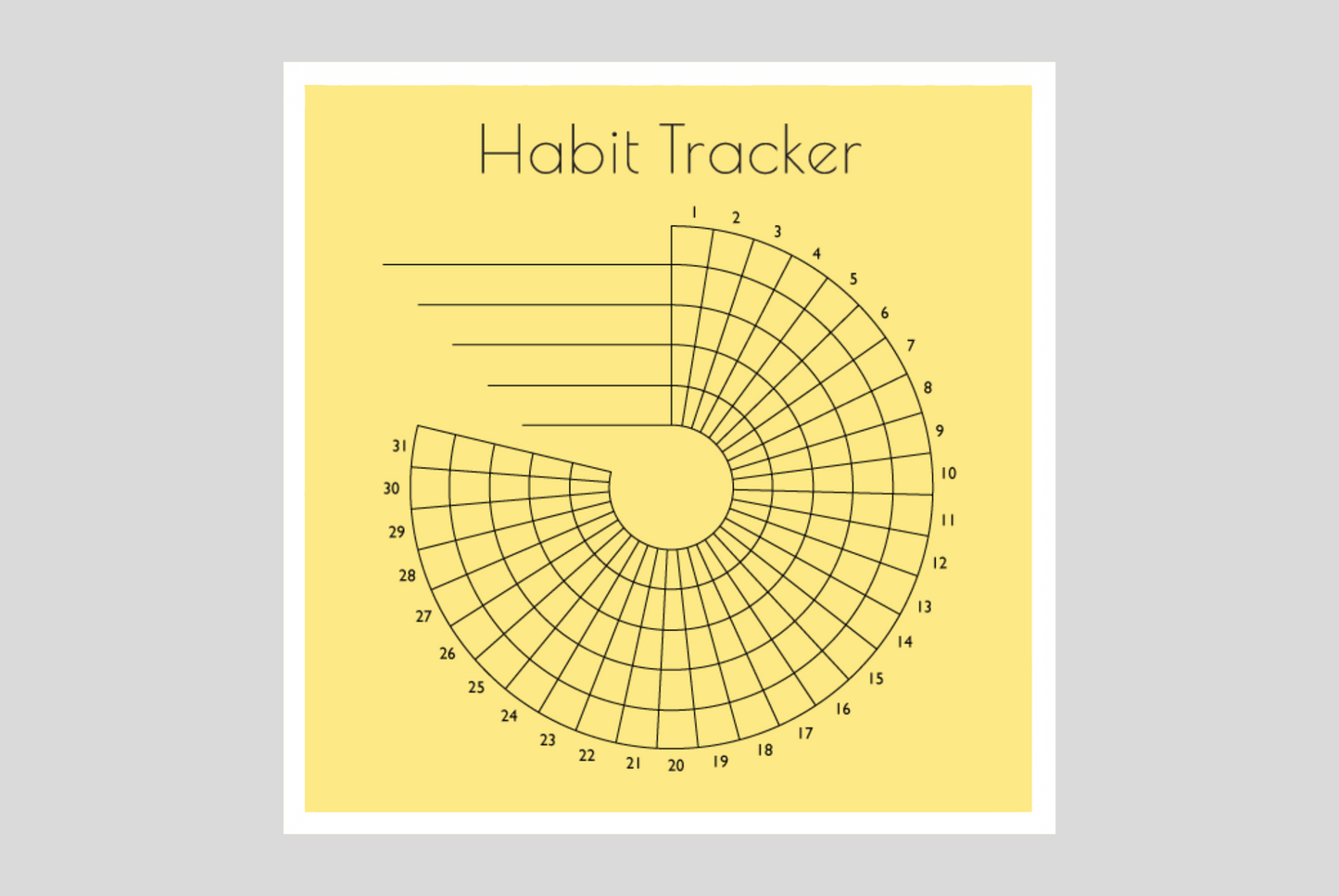 Monthly Round Habit Tracker (Single tone)