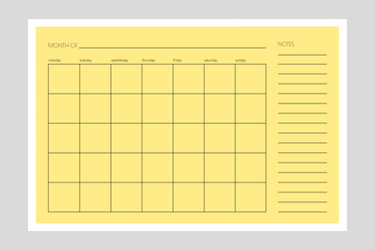 Monthly + Notes Calendar